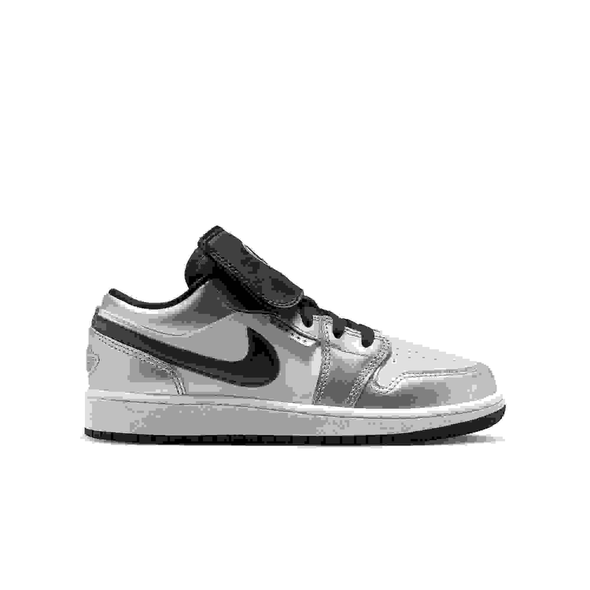 Jordan 1 Low SE Grade School Boys' "White/Black/Metallic Silver" Shoe